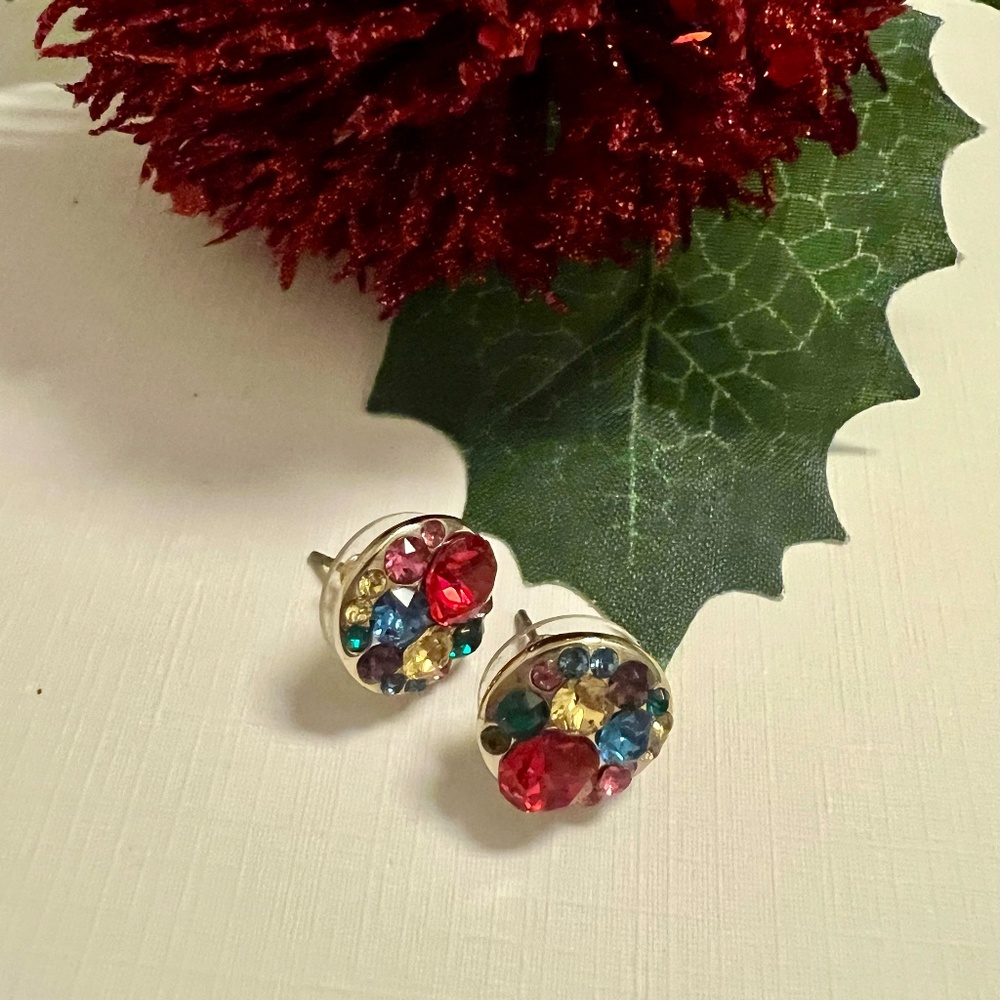 Dana Buchman multicolor  Swarowski Cluster earrings
